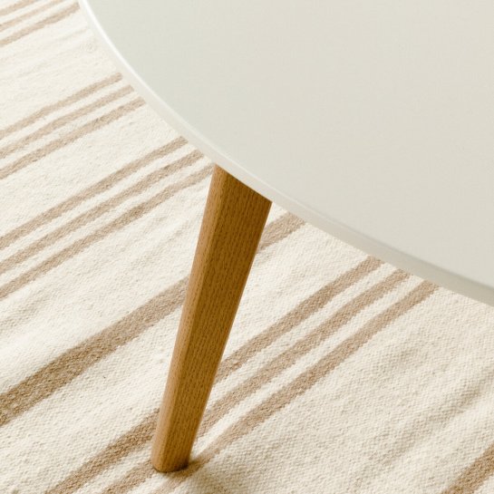 Kenay Home Mesa De Centro Curvada Blanca Y Natural 90