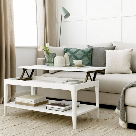 Kenay Home Mesa De Centro Elevable Rectangular Blanca 100