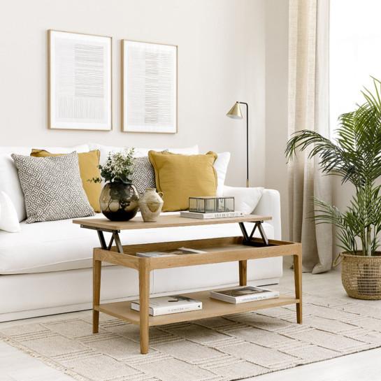 Kenay Home Mesa De Centro Elevable Rectangular Roble 100