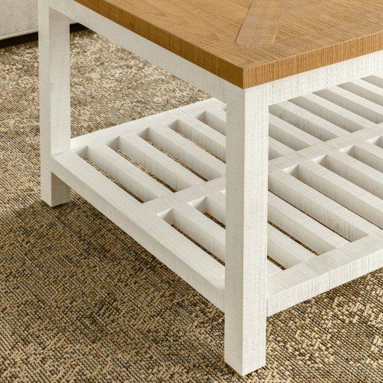 Kenay Home Mesa De Centro Rectangular Blanca Y Natural 115