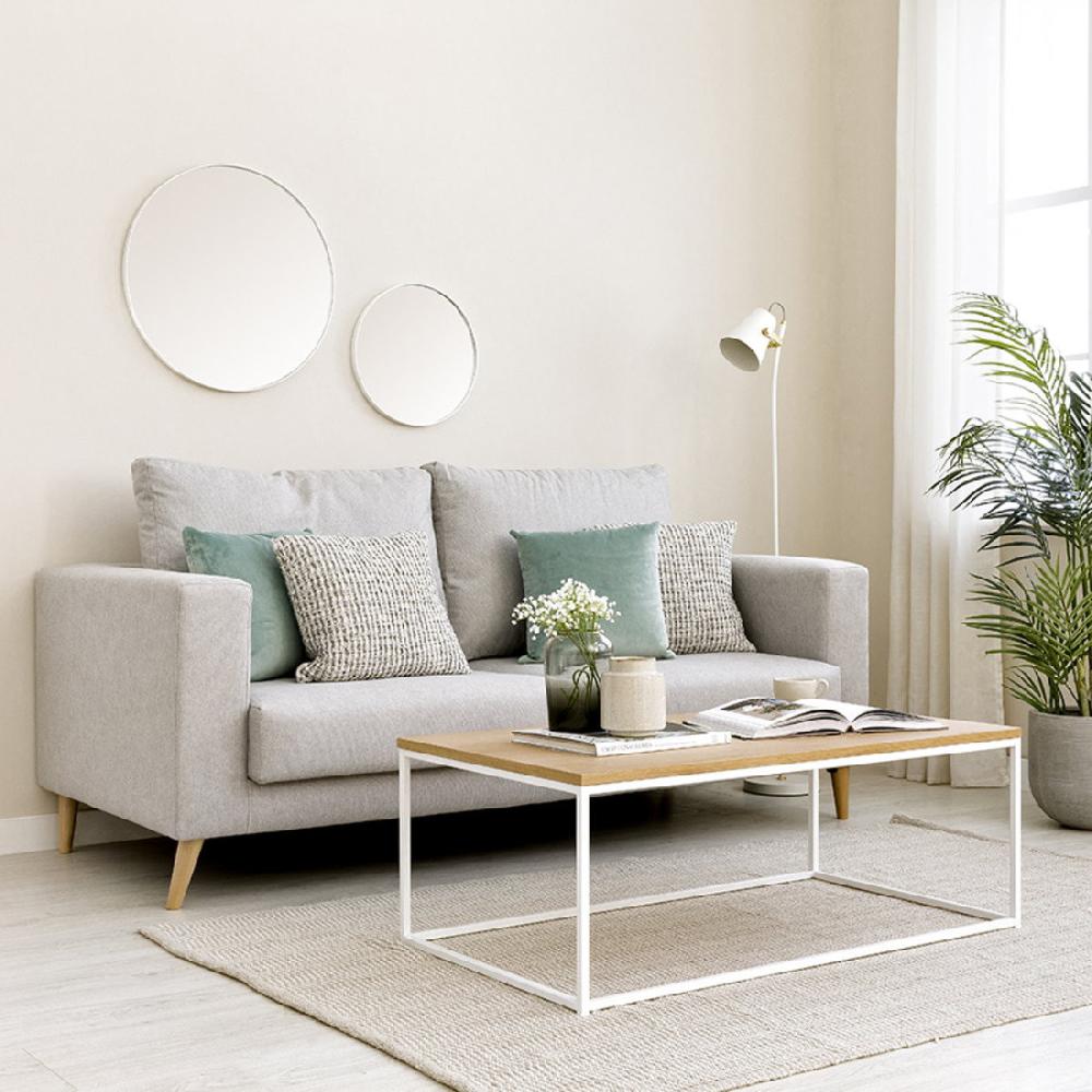 kenay home Mesa de centro rectangular natural blanca 110