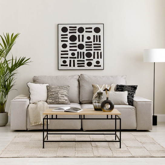 Kenay Home Mesa De Centro Rectangular Natural Y Negra 100