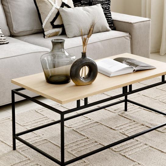 Kenay Home Mesa De Centro Rectangular Natural Y Negra 100