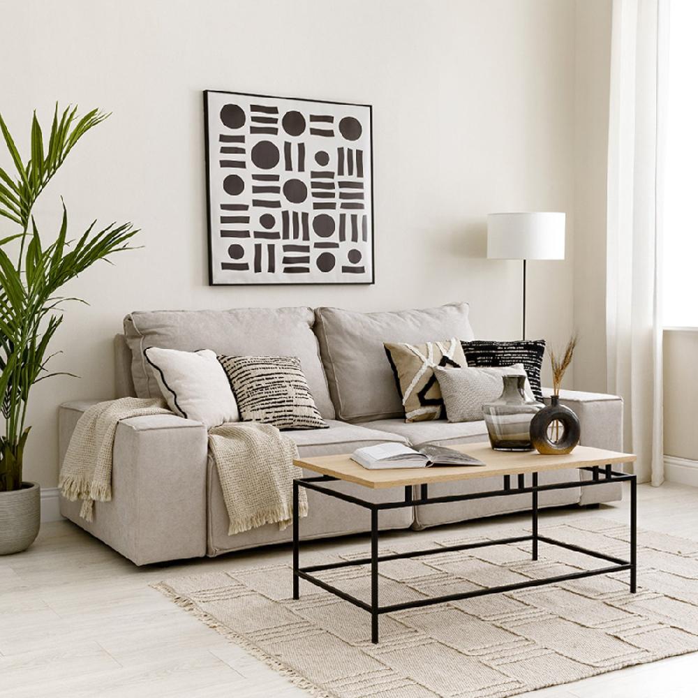 kenay home Mesa de centro rectangular natural y negra 100