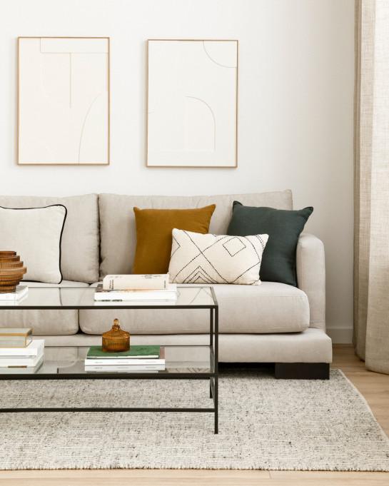 Kenay Home Mesa De Centro Rectangular Negra Y Cristal 120