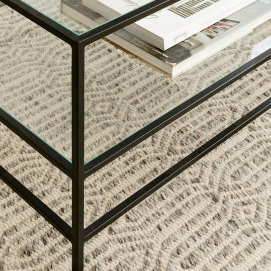 Kenay Home Mesa De Centro Rectangular Negra Y Cristal 120