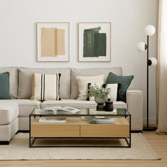 Kenay Home Mesa De Centro Rectangular Negra Y Natural 120