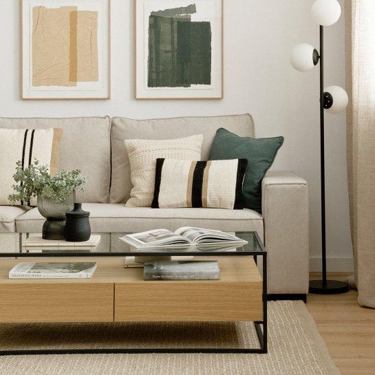 Kenay Home Mesa De Centro Rectangular Negra Y Natural 120