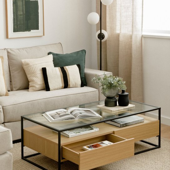 Kenay Home Mesa De Centro Rectangular Negra Y Natural 120