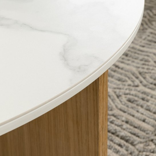 Kenay Home Mesa De Centro Redonda Porcelana Y Roble 85