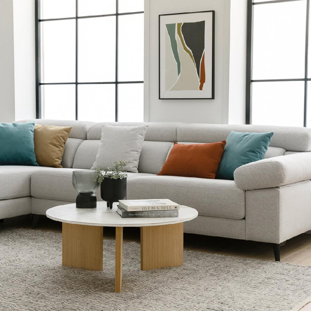 kenay home Mesa de centro redonda porcelana y roble 85