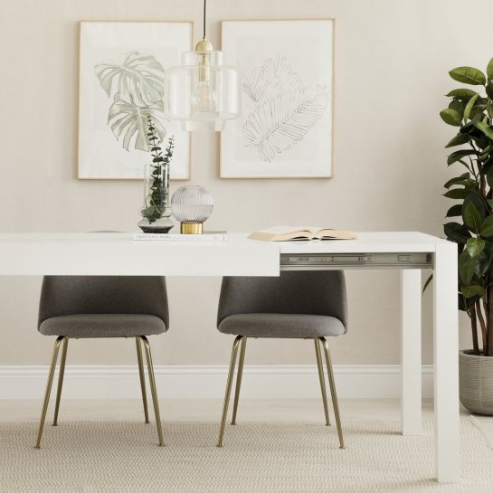 Kenay Home Mesa De Comedor Extensible Rectangular Blanca 120