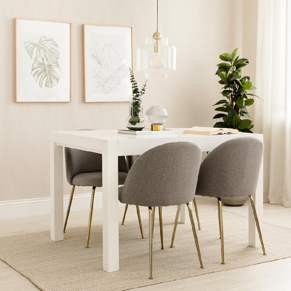 kenay home Mesa de comedor extensible rectangular blanca 120