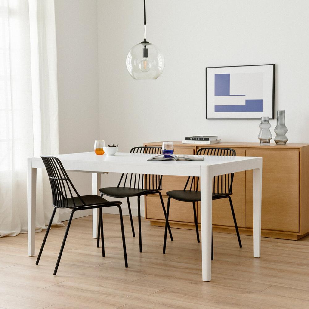 kenay home Mesa de comedor extensible rectangular blanca 160