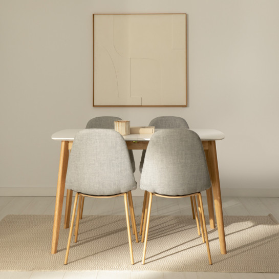 Kenay Home Mesa De Comedor Extensible Rectangular Blanca Y Natural 120