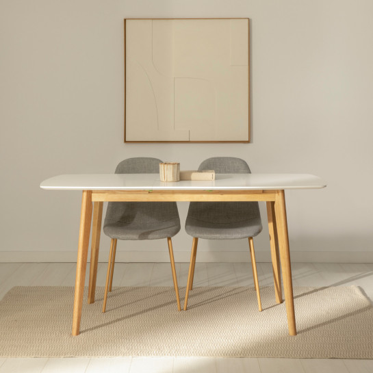 Kenay Home Mesa De Comedor Extensible Rectangular Blanca Y Natural 120