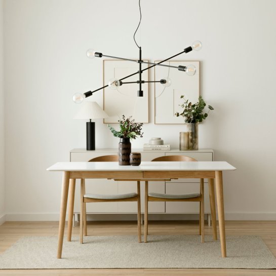 Kenay Home Mesa De Comedor Extensible Rectangular Blanca Y Natural 160