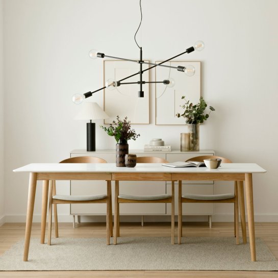 Kenay Home Mesa De Comedor Extensible Rectangular Blanca Y Natural 160