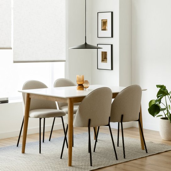 Kenay Home Mesa De Comedor Extensible Rectangular Blanca Y Natural 140