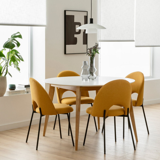 Kenay Home Mesa De Comedor Extensible Redonda Blanca Y Natural 120
