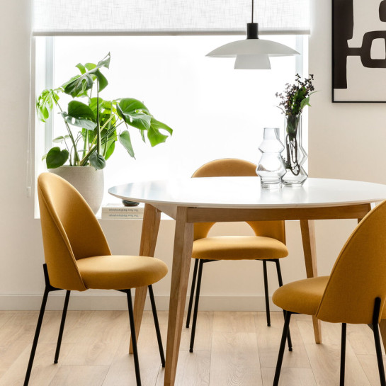 Kenay Home Mesa De Comedor Extensible Redonda Blanca Y Natural 120