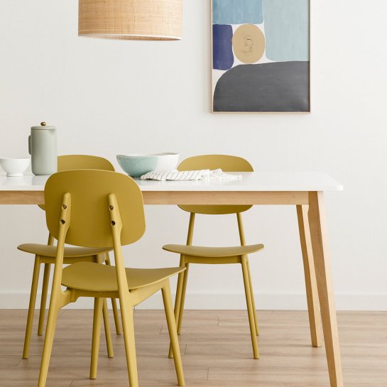 Kenay Home Mesa De Comedor Rectangular Blanca Y Natural 120