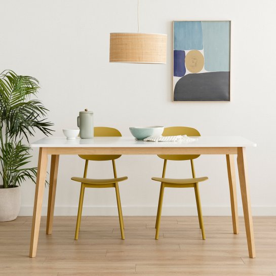 Kenay Home Mesa De Comedor Rectangular Blanca Y Natural 120