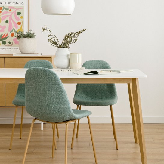 Kenay Home Mesa De Comedor Rectangular Blanca Y Natural 150