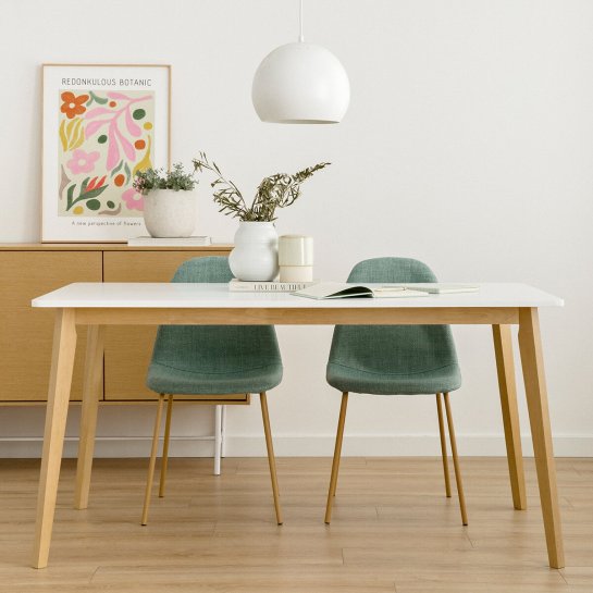 Kenay Home Mesa De Comedor Rectangular Blanca Y Natural 150