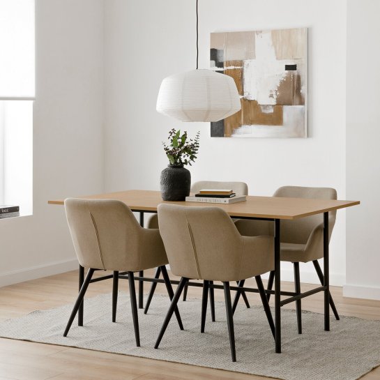 Kenay Home Mesa De Comedor Rectangular Natural Y Negra 160