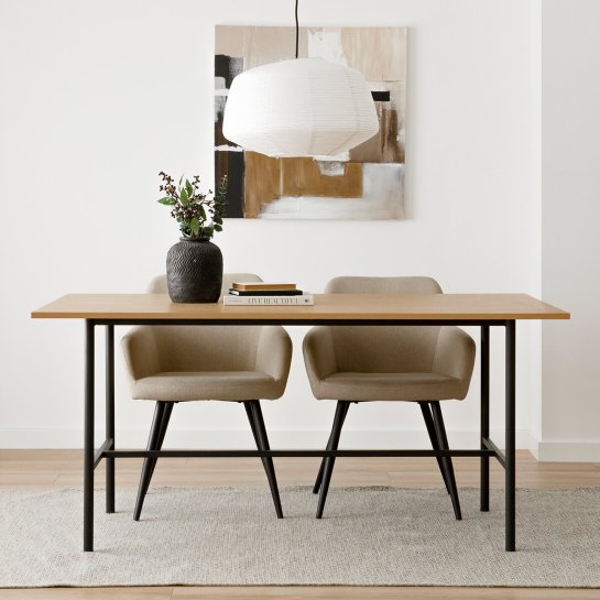 Kenay Home Mesa De Comedor Rectangular Natural Y Negra 160