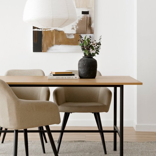 Kenay Home Mesa De Comedor Rectangular Natural Y Negra 160