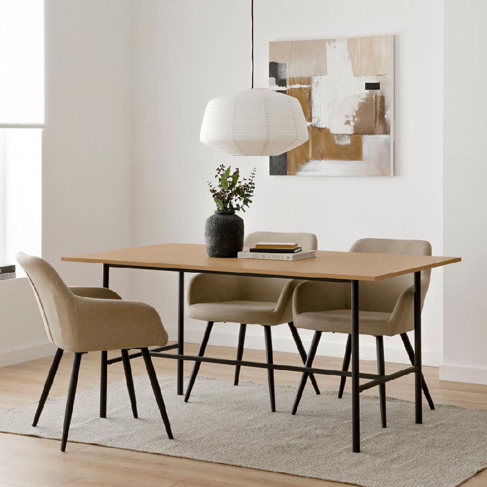 kenay home Mesa de comedor rectangular natural y negra 160