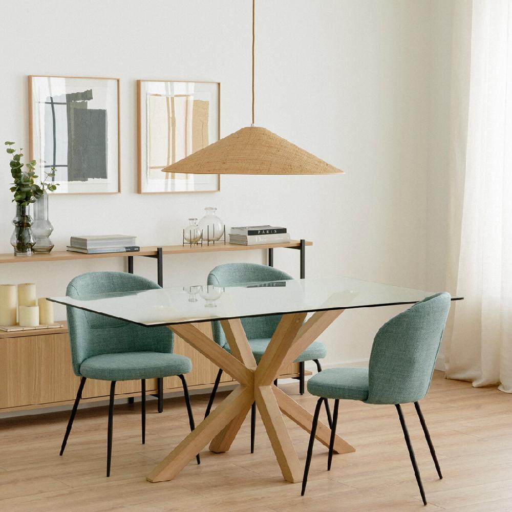 kenay home Mesa de comedor rectangular sobre cristal 160