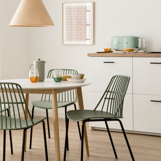 Kenay Home Mesa De Comedor Redonda Blanca Y Natural 100