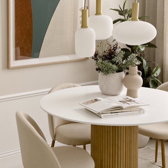 Kenay Home Mesa De Comedor Redonda Blanca Y Natural 110