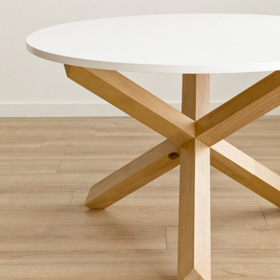 Kenay Home Mesa De Comedor Redonda Blanca Y Natural 120