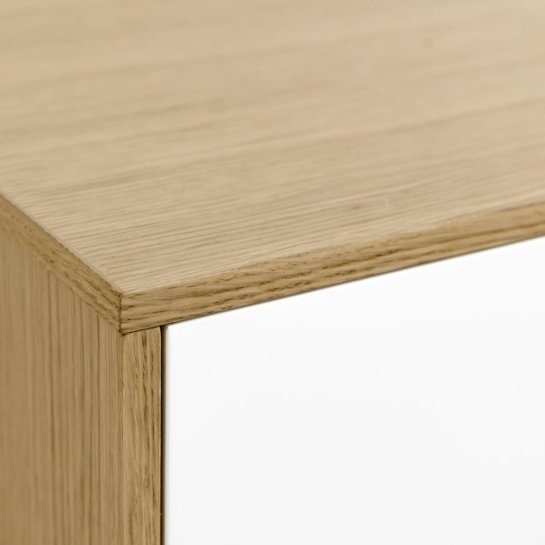 Kenay Home Mesita De Noche Blanca Y Roble 2 Cajones A60