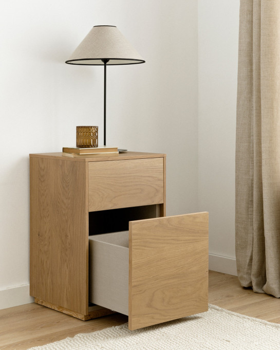 Kenay Home Mesita De Noche Roble Nudoso 2 Cajones A40