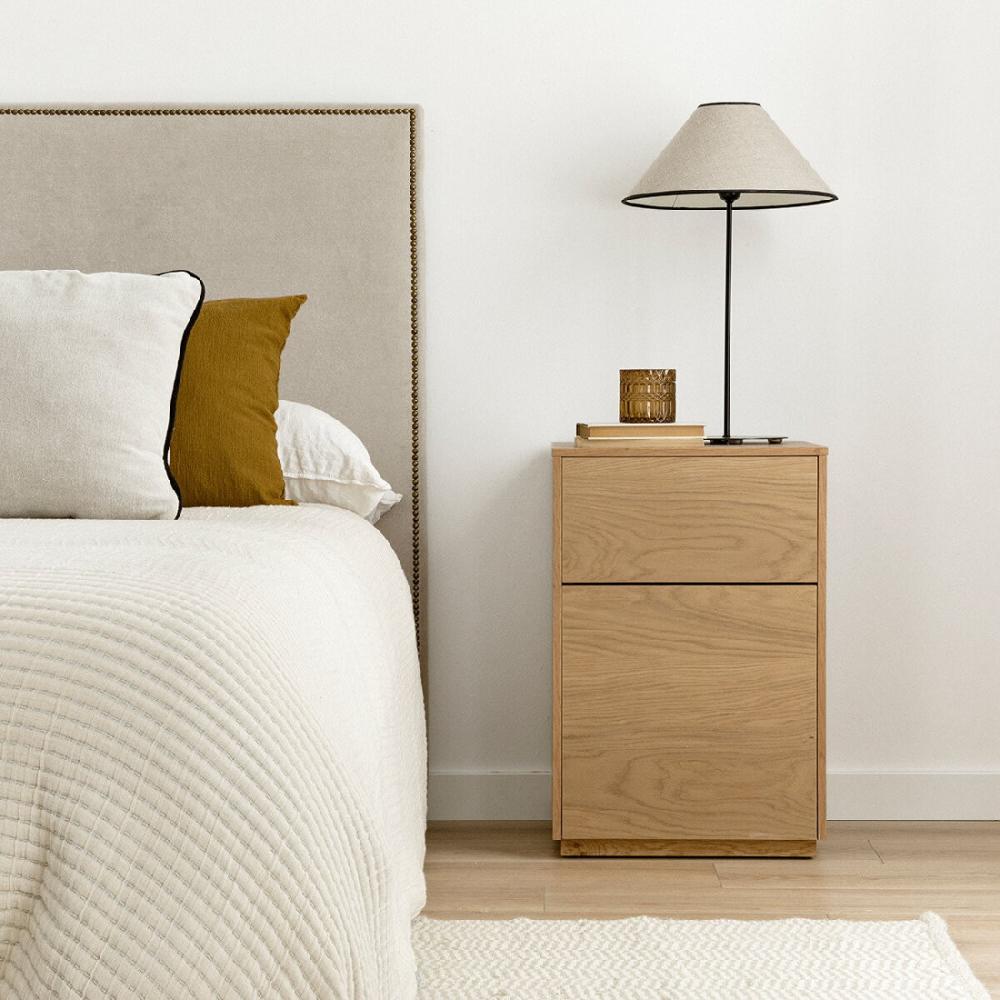 kenay home Mesita de noche roble nudoso 2 cajones A40