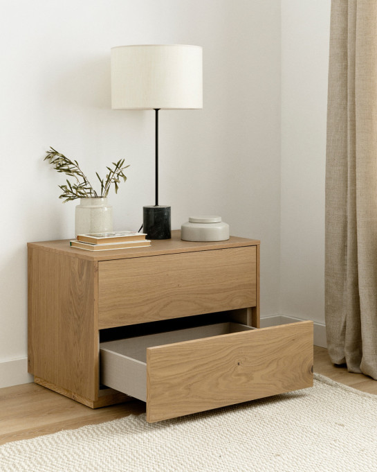 Kenay Home Mesita De Noche Roble Nudoso 2 Cajones A60