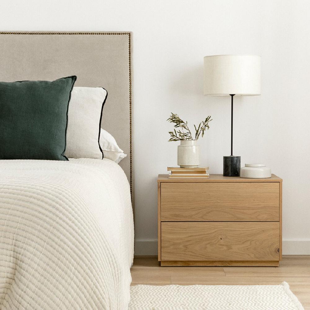 kenay home Mesita de noche roble nudoso 2 cajones A60