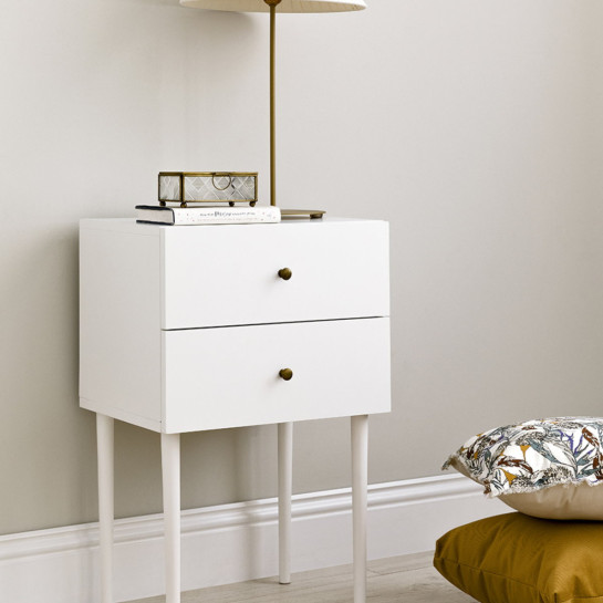 Kenay Home Pack 2 Mesitas De Noche Blanca 2 Cajones