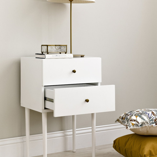 Kenay Home Pack 2 Mesitas De Noche Blanca 2 Cajones