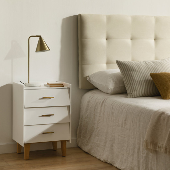 Kenay Home Pack 2 Mesitas De Noche Blanca 3 Cajones