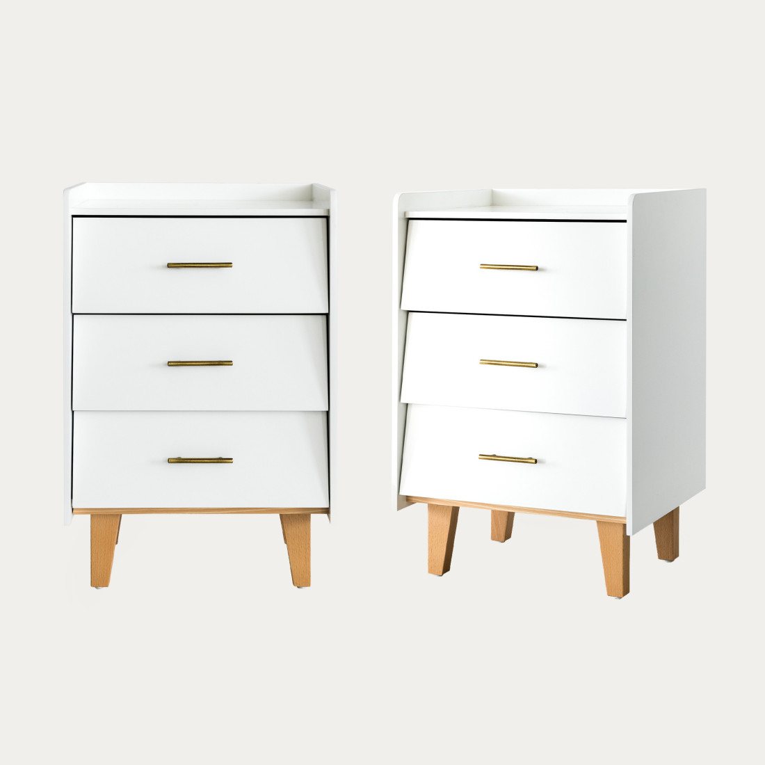 kenay home Pack 2 mesitas de noche blanca 3 cajones