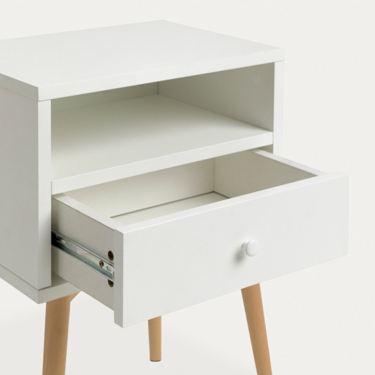 Kenay Home Pack 2 Mesitas De Noche Blanca-natural 1 Cajón