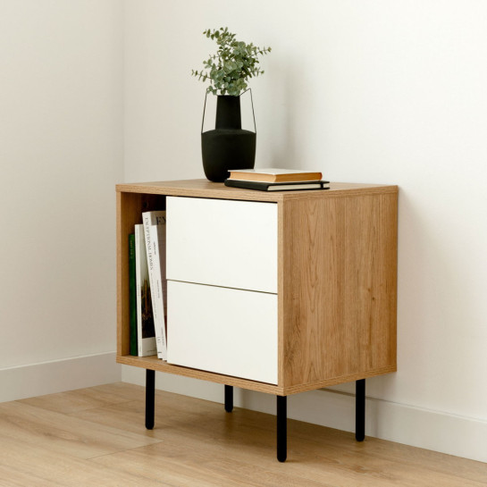 Kenay Home Pack 2 Mesitas De Noche Blanca-natural 2 Cajones