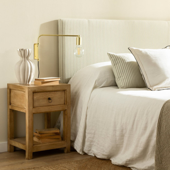 Kenay Home Pack 2 Mesitas De Noche Estrecha Natural 1 Cajón