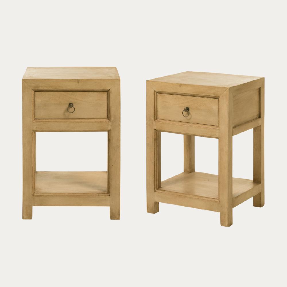 kenay home Pack 2 mesitas de noche estrecha natural 1 cajón